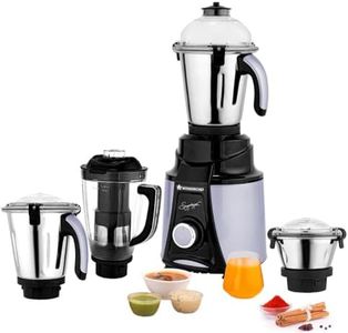 Wonderchef Galaxy Mixer Grinder 1000 W 100% Copper Motor, 4 Stainless Steel Jars, Black & Grey, 5 Years Warranty