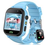 clleylise Kids Smart Watch for Girls Boys, Smart Watch for Kids, GPS Tracker for Kids, Kids Watch with Sim Card/Call/SOS/Camera, Girls Watch/Boys Watch (Blue-Call)