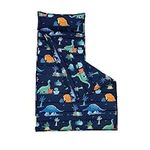 david's kids Toddler Nap Mat Set with Removable Pillow, Ultra Soft Slumber Bags for Boys，Perfect for Preschool, Daycare, Kids Sleeping Bags with Rollup Design, 50"x20", Dinosaur