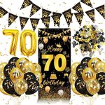 70th Birthday Decorations for Men, Black Gold 70th Birthday Decorations for Women, 70th Birthday Banner, 70th Birthday Balloons, Birthday Decoration for Women, Birthday Party Decorations