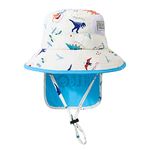 JUPSK Baby Sun Hat Toddler Summer Bucket Hat Wide Brim Beach Hat with Chin Strap UPF50 Dinosaur Flap Cap for Kids Child Boys Girls 2-5 Years