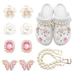 10pcs Cute Diamond Pearl Shoes Charm Sandals, Shiny Jeweled Shoes Embellished Charm Shoes, Cute Clogs Charm Fashion Sandals Accessories Party Holiday Gift for Girls Women