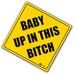 Zone Tech "Baby Up in This " Vehicle Safety Sticker - Premium Quality Convenient Reflective "Baby Up On This " Vehicle Safety Funny Sign Sticker