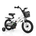 BABY JOY Kids Bike, 14 Inches Children Bikes for Boys Girls Age 3-8 Years w/Training Wheels, Handbrake, Coaster Brake & Removable Basket, Kids Bicycle of Multiple Colors