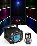 GIZWIN Stage Party Lights DJ Disco Lights 3 in1 with Strobe Flash Effects, RGB LED Sound Activated Rave Lights with Remote Control Dance Light for Indoor House Home Room.