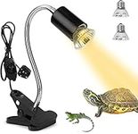 Tortoise Heat Lamp Basking Lamp, 2 Bulb 25W 50 W UVA UVB Light Lamp, Heat Spotlight Reptile Light Aquarium Basking Light with Holder for Tortoise Bell Turtle Snake Lizards Terrarium Amphibian