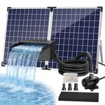 Biling 50W Solar Waterfall Pump, Stainless Solar Powered Pond Waterfall with 2100 L/H 40W Water Pump, 5m Cable, 3m Threaded Pipe, Easy Install for Garden Pond Water Feature Pool Stream (600-4000L)