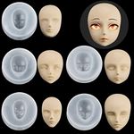 PAGOW 5Pcs Human Face Silicone Molds for DIY Cake Fondant Biscuit Sugar Pudding Chocolate Hard Candies Dessert Candle Decor Chocolate Polymer Clay