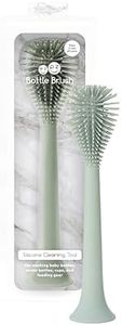 ezpz Bottle Brush (Sage) - Silicone Bottle Cleaning Tool with Long Sturdy Handle, Flexible Top for Tight Spaces - Gently Cleans Cups, Glasses, Bottles and Accessories - Suction Base, BPA-Free