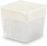 W&P Ice Cube Silicone Freezer Ice Tray with Lid, Space-Saving, Stackable Design, Dishwasher Safe, Cream