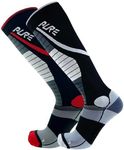 Pure Athlete Lifting Socks- Weightlifting Shin Guards, Deadlift Protector Compression Sock for Cross Training & Weightlift (Black/Grey + Black/Red- 2 Pack, Small)
