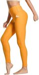 FitsT4 Sports Women's Swimming Leggings UPF 50+ High Waisted with Pockets Swim Pants Full Length Swimming Tights Sun Protective Orange XL