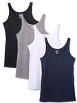 Kalon Women's 4-Pack Modern Busty Shelf Bra Cami Base Layer Camisole Tank Top, Basics, XS