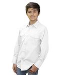 Gioberti Boys Casual Western Solid Long Sleeve Shirt with Pearl Snaps, White, 16