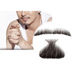 RemeeHi Natural Black Men's Beard Human Hair Lace Handmade Fake Facial Mustache Costume Pretend Beards 3-5#