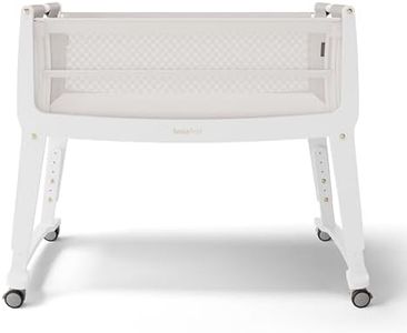 SnuzPod Studio Next to Me Crib, Baby Bed with Zip-Down Wall and 6 Height Settings, Includes Breathable Mattress and Wheels for Newborn (0-6 months), Paris