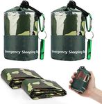EEEKit Emergency Sleeping Bag, 2Pack Lightweight Waterproof Survival Bivy Sack, Thermal Emergency Blankets Portable Mylar Survival Gear with Survival Whistle for Camping, Hiking, Outdoor Activities