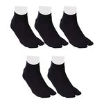 Footmate Soft and Durable Combed Cotton Ankle Length Toe socks for Women Pair of 5 Women Toe sock – Free Size (Black)