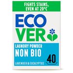 Ecover Non-Bio Laundry Detergent Powder, Laundry Washing Detergent, Fresh Lavender and Eucalyptus Scent, 1 x 40 Washes, 1 x 3 kg,