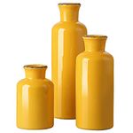 CwlwGO- Yellow Ceramic Vase Set,Set of 3 Small Vases, Modern Decorative Vase,Suitable for Farmhouse Shelf Decor,Fireplaces Decor,Bookshelf, Living Room Table Décor,Fireplace & Entrance Décor.