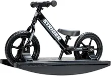 Strider 12” Sport Bike (Black) + Rocking Base - Helps Teach Baby How to Ride a Balance Bicycle - for Kids 0 to 4 Years - Easy Assembly & Adjustments