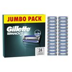 Gillette Mach3 Razor Blades Men, Pack of 24 Razor Blade Refills, Stronger Than Steel Blades, Enhanced Lubrastrip