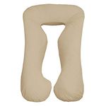 COOZLY Body Contour U Shape Prregnancy Pillows with 100% Cotton Zippered Covers | Pregnocare Microfibre| Pregnancy Pillow for Sleeping (Beige)