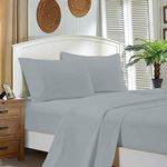 1000TC Ultra Soft 4pc Sheet Set (Flat Sheet & Fitted Sheet & 2 Pillowcases) - (Queen, Silver)