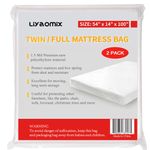 Liyaomix 2 Pack Full/Twin Mattress Storage Bags, 1.5 Mil 54" x 100" Clear Plastic Mattress Disposal Bags Covers for Moving