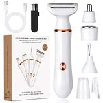 ACWOO Electric Lady Shaver, Cordless 4 in 1 Electric Shaver for Women, Rechargeable Painless Electric Razor Bikini Trimmer Wet and Dry Hair Removal for Face Legs Underarm Nose and Eyebrow (A)