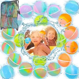 24 PCS Reusable Water Balloons, with Mesh Bag, Reusable Water Balloons for Kids, Self-Sealing Water Bomb for Kids Adults Outdoor Activities Water Games Toy Summer Fun Party Supplies (24pcs)