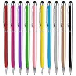 Stylus Pens for Touch Screens, Tablet Pen with Black Ink Ballpoint Pen 2 in 1, Compatible with iPad Pro Air mini iPhone Android Samsung Galaxy, 10 Colours