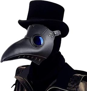 Raxwalker Plague Doctor Bird Mask Long Nose Beak Cosplay Steampunk Halloween Costume Props (Black)