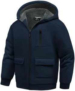 JACKETOWN Unisex Girls Boys Zip Up Hoodie Kids Fleece Jacket Sherpa Lined Sweatshirts Spring Fall Winter Coat Kids Casual Outerwear Navy 14-15 Years