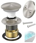 Sogmeter Brushed Nickel Tub Drain Kit with Hair Catcher, Premium Brass Mushroom Tip-Toe Bathroom Tub Drain Replacement and 2-Hole Overflow Faceplate, 11.5/16 UNC Bathtub Drain Stopper Assembly