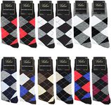 Falari Men Colorful Funny Novelty Crazy Combed Casual Dress Socks & Argyle Socks (12 Pairs - Group 902 - Argyle)