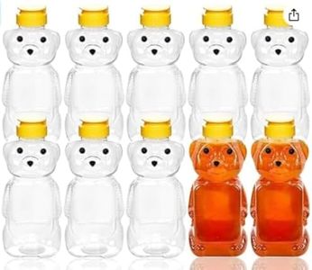 Panxxsen 10 Pack 8 Fluid Oz Plastic Honey Bear Bottle,Honey Squeeze Empty Bottle,Squeeze Honey Container with Yellow Flap Caps for Storing and Dispensing