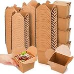 100 Pack Take Out Food Containers 8 Oz Microwaveable Kraft Brown Paper Mini Chinese Small To Go Lunch Box Recyclable Party Favor Boxes for Restaurant, Catering and Party