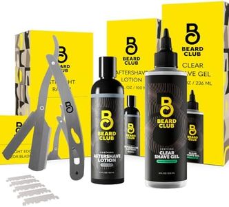 Beard Club Straight Razor for Men, Shaving Gel & Aftershave for Men – Hydrating Mens Shave Cream, Soothing After Shave Lotion & Navajas Para Barbero - Barber Straight Edge Razor Kit - Gift Kit