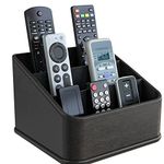 J JACKCUBE DESIGN JackCubeDesign Remote Control Holder with 3 Compartments, PU Leather Remote Caddie Desktop Organiser for TV, DVD, Blu-Ray, Media Player, Heater Controllers (Black) - MK122B