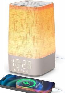 Réveil Lumineux Simulateur d'Aube,Machine à Bruit Blanc avec Veilleuse 2 Couleurs,Lampe de Réveil avec 30 Sons Apaisants,Minuteur,Reveil Matin Lampe de Chevet à Intensité Variable pour Enfants Adultes