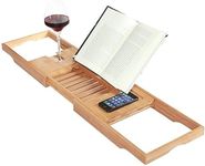 ToiletTree Products Bamboo Bathtub Caddy with Extending Sides and Adjustable Book Holder