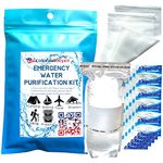 Emergency Water Purification Tablets Survival kit Aquatabs Water Purifying Tablets Whirl-Pak Water Storage & Purifier Bag Prefilters for Debris Filtration Camping Hiking Travel Boating (1)