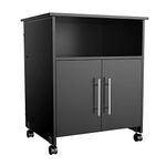 Yaheetech Rolling Wood File Cabinet, Mobile Lateral Filing Cabinet, Printer Stand with Open Storage Shelves for Home Office, Black