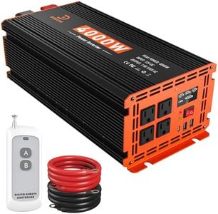 4000W Power Inverter 12V DC to 110V/120V AC Converter for RV/Truck/Boat/Camping/Off-Grid Solar Car Power Inverter Peak Power 8000W with 4 AC Outlets,USB & Type-C Port, Remote Controller & LCD Screen