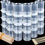 24 PCS 100ml Resin Measuring Cups for Resin Molds, LEOBRO Plastic Epoxy Resin Mixing Cups with 35 pcs Mixing Sticks, Graduated Epoxy Mixing Cup