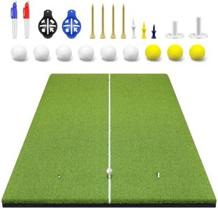 Flysocks 5x4 FT Golf Hitting Mat, 31MM Thicken Golf Practice Mat Artificial Turf Mat with 2 Rubber Tees, 9 Golf Balls, 7 Golf Tees, 2 Golf Ball Markers, Indoor & Outdoor Golf Training Swing Turf Mat