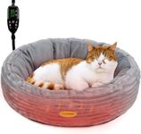 UNKJIN Heated Cat Bed, Cat Beds for Indoor Cats, Washable Round Donut Heated Dog Bed with Heating Pad, 20'' Heated Pet Bed for Cats and Small Dogs