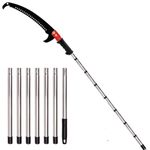 Fieldstar Manual Pruning Saw with 3–12 Ft Extendable Stainless Steel Pole | Curved Hook Blade & Sharp Steel Scissors | Lightweight 7-Section Handle for High Branch, Palm & Shrub Trimming