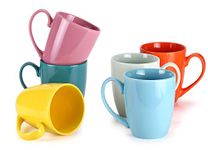 MIWARE 13 Ounce Porcelain Mugs, Set of 6, Large Handle Tea and Cocoa Mug Set,Multicolor